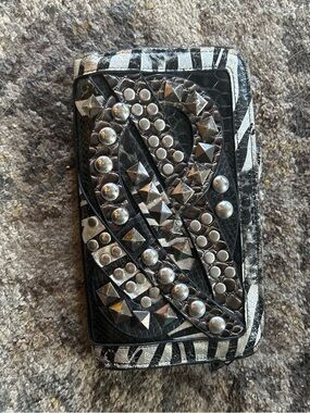 Black & Silver Studded Zebra Wallet